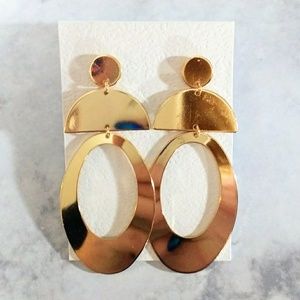 Gold Geometric Drop Hoop Earrings